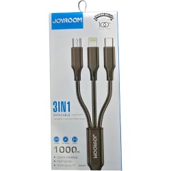 3A Multi La Tening 3 In 1 Nylon Fast Charging Cable Micro Wire Connector With USB And Type C Support Fast Charging Multi Color
