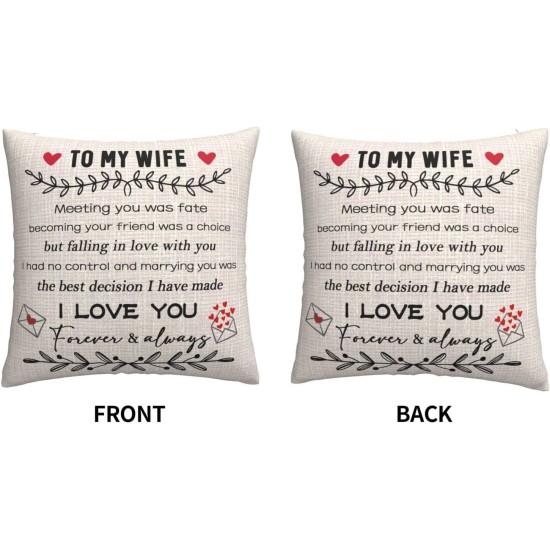 NAHJIIEM to My Wife Pillow Covers Anniversary Birthday Gift for Wife Valentines Gifts Pillow Covers Sofa Throw Pillow Case Decorative Cushion Cover 18x18 Inch
