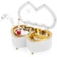 Laelr Ballerina Music Box Musical Jewelry Box with Dancing Girl Musical Jewelry Storage Box with Rotating Removable Magnetic Ballet Dancer and Mirror Gift for Girls on Valentine Day (Double-Heart)